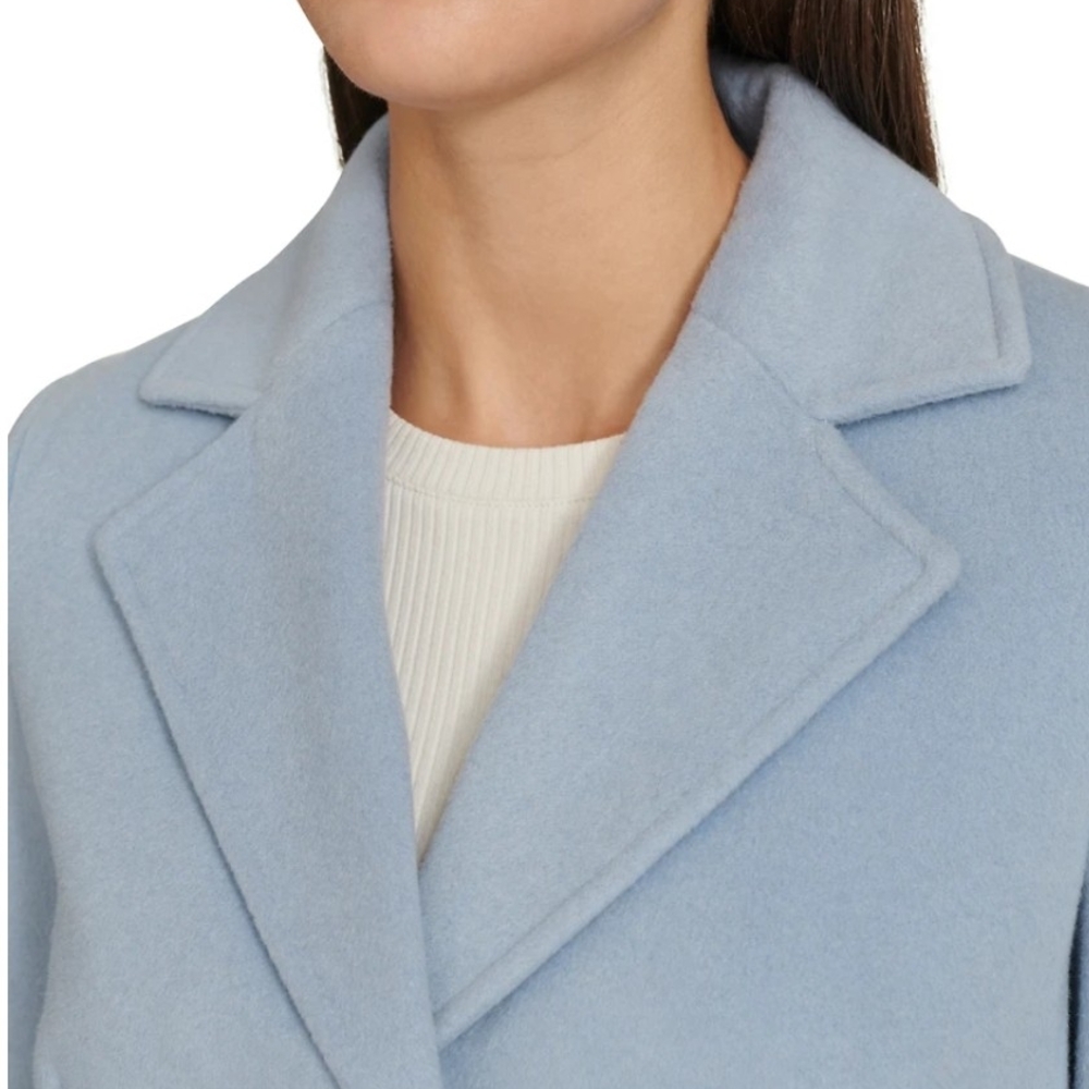 Women's Calvin Klein Light Blue Wool Blend Coat Size 4 - Picture 4 of 14